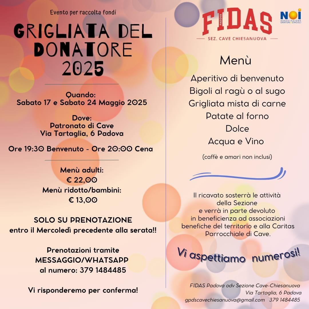Clicca per accedere all'articolo Grigliata del Donatore 2025_Sezione Cave-Chiesanuova